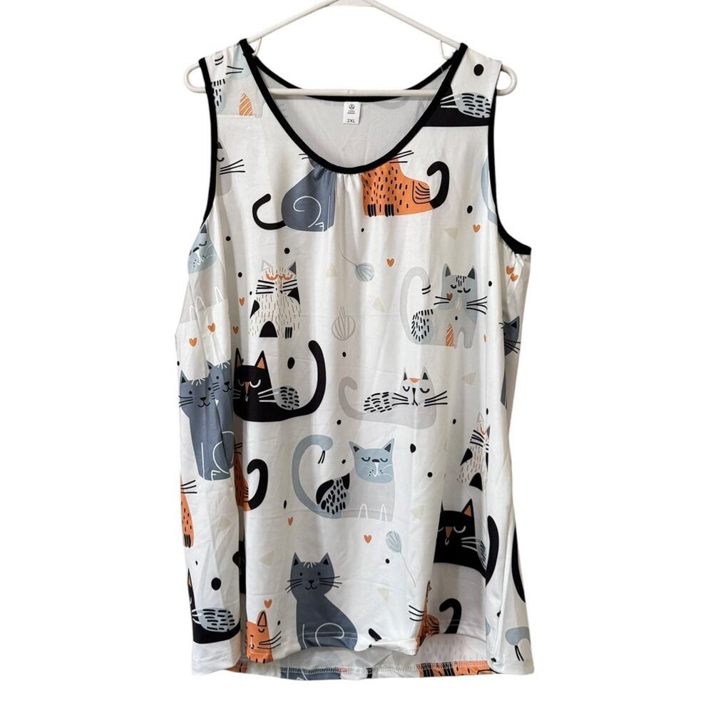 Chaos Monkey Size 2XL Sleeveless Cat Tank Top Shirt Stretch Artsy Skater Golf